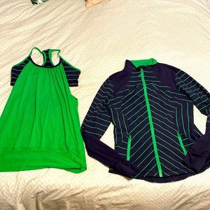 Lululemon running jacket with matching tank with built in sports bra